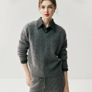 Autumn Winter Women 100% Cashmere Sweater Pullover Knitwear New Arrival Cable Knit V-Neck  Female Casual Soft Warm Top Clothes - AliExpress Sweaters&Jumpers