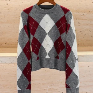 M Home South Oil High End Women's Knitted Sweater Rhinestone Diamond id College Sle Top Quali Soft Medium Thin Lon... - AliExpress Sweaters&Jumpers