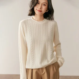 Women's 100% Pure Cashmere Sweater Winter New Round Neck Knitted Pullover Loose High-End Thick Tops Warm Jacquard Cashmere Shirt - AliExpress Sweaters&Jumpers