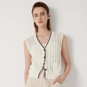 BC1175 Women's Long Sleeve Knitted Cardigan Vest, 100% Linen Sweaters for Ladies, Hollowing Out, Luxury, Summer - AliExpress Sweaters&Jumpers