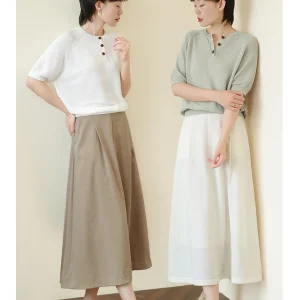 Comfortable Breathable White Loose round Ne ort Sve Knitted irt Women's Premium Cotton Paper Yarn Summer New Top - AliExpress Sweaters&Jumpers