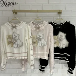 Casual Crew Neck Sweaters Top Cute Japanese Style Pullover Knit Sweater Autumn Winter Women's Clothing Sweet Knitted Shirt - AliExpress Sweaters&Jumpers