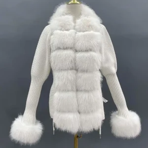 Janefur Knitted Cardigan with Fur Trim Women 2022 Fashion Luxury Plush Fake Fur Sweater Europe Fall Winter Female Faux Fur Coats - AliExpress Sweaters&Jumpers