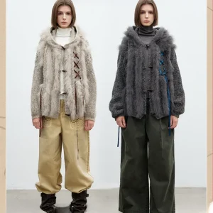 Knitted  Fur Coat Women's Loose Fit Long Sve Sweater with Belt And Stand Collar Warm Outerwear Multiple Sizes Available - AliExpress Sweaters&Jumpers