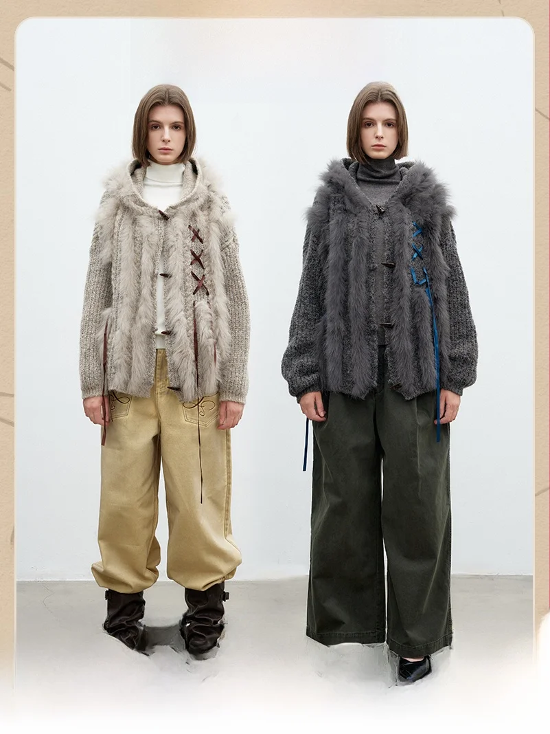 Knitted Fur Coat Women's Loose Fit Long Sve Sweater with Belt And Stand Collar Warm Outerwear Multiple Sizes Available - AliExpress Sweaters&Jumpers