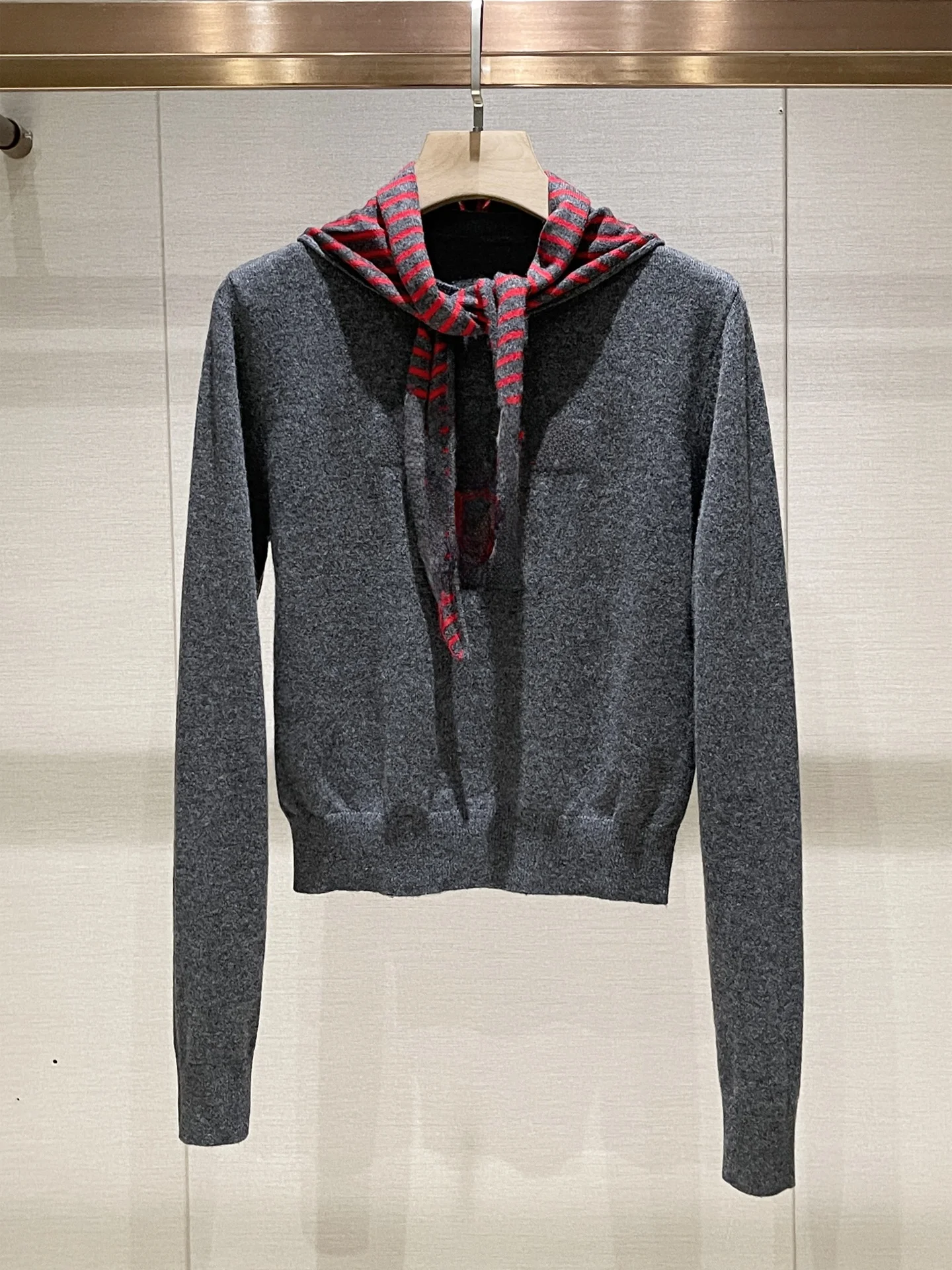 Ele ey Long Sve Knitted Sweater Women's Slim Fit Scarf Collar Embroidered Spring 2026 Faion Casual Commute Sle - AliExpress Sweaters&Jumpers