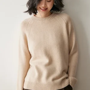 Chic Sweater Women's Pullover Long Raglan Sleeves Knit Autumn Winter 100% Cashmere Sweater Clothing O-Neck Thick Warm Basic Tops - AliExpress Sweaters&Jumpers