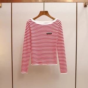 MaSande High-End Women's Knitted Stripe T-irt oulder Bicolor Korean Sle Autumn Winter New Arrival Comfortable Polyester - AliExpress Sweaters&Jumpers