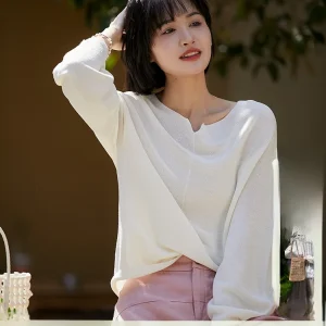 uman Knitted Ele Knitwear Sl Paper Silk Small V-ne Top Warmth OL Sle Polyester Fiber Long Sve Lantern Sve - AliExpress Sweaters&Jumpers