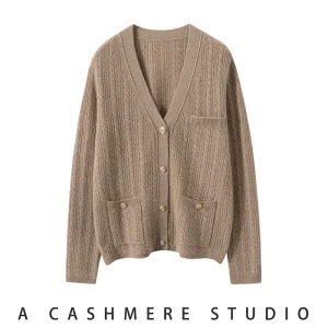 Autumn Winter New Women's 100% Cashmere V-Neck Cardigan Long Sleeve Loose Slimming Versatile Skin-Friendly Cashmere Knitwear - AliExpress Sweaters&Jumpers