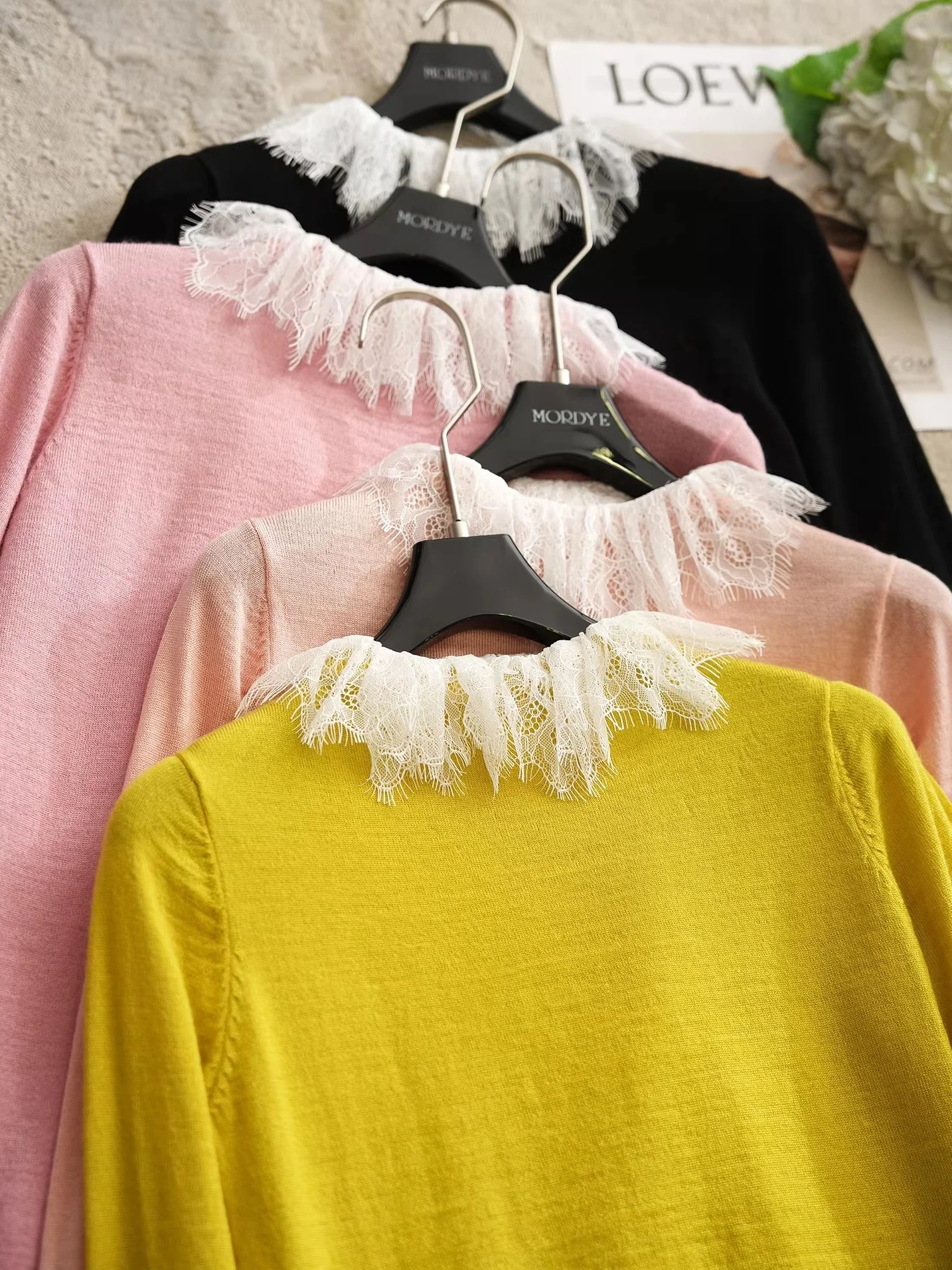 Chic Lace Collar Wool Knit Sweater Skin-friendly y Candy Stand Collar Knitted Base Layer Top Women's Faion Commute Sle - AliExpress Sweaters&Jumpers