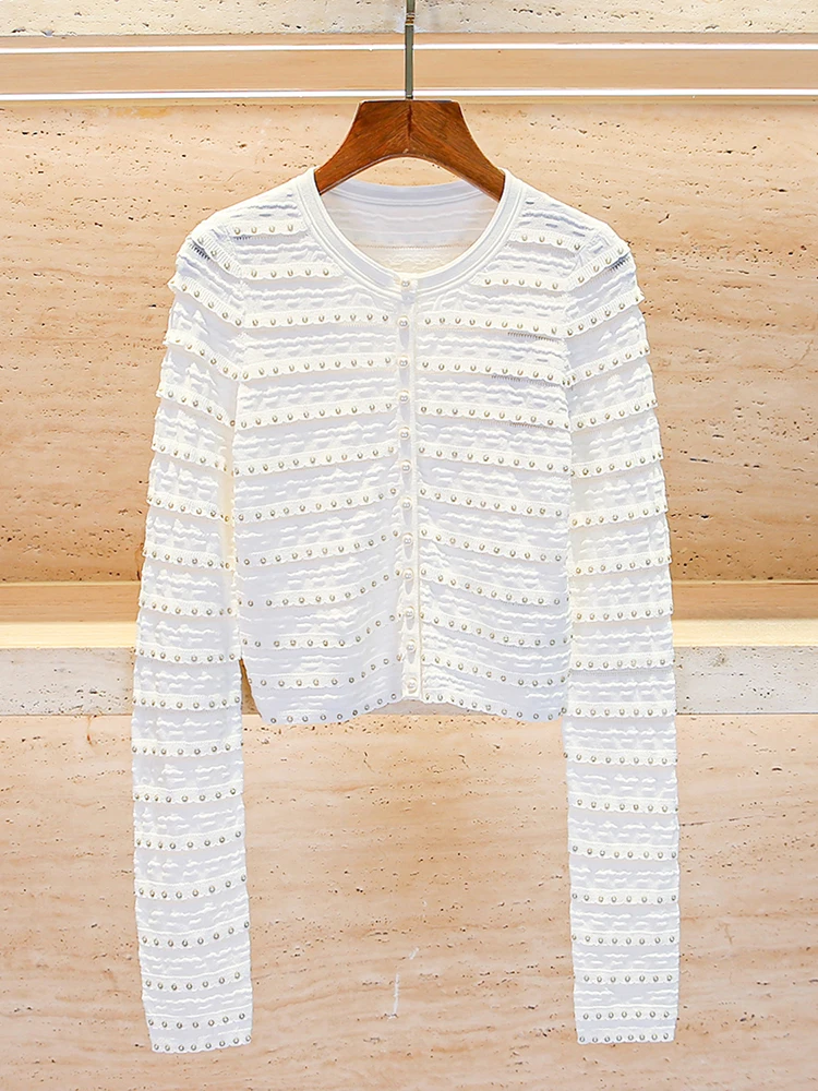 S Home Nan You High End Women's Spring New Small Fraance Sle Knitted Cardigan Jaet Pearl Embellied Soft Long Sve - AliExpress Sweaters&Jumpers