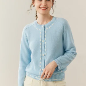 TLOML Women's 100% Cashmere Dotted line Jacquard Cardigan O-neck Long Sleeve Cashmere Sweater Autumn Winter Casual Style Tops - AliExpress Sweaters&Jumpers