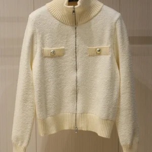 High-End Fashion Stand Collar Zipper Knitted Cardigan Women New Autumn and Winter Gold Buttons Elegant Versatile Sweater Coat - AliExpress Sweaters&Jumpers
