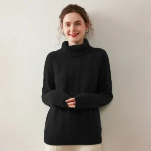 High-Neck Cable Knit Thick Pullover Women's 100% Cashmere Warm Casual Inner Wear Sweater Autumn Winter Classic Versatile Knit - AliExpress Sweaters&Jumpers