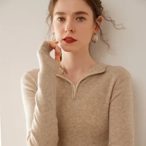 Women's 100% cashmere top fashion versatile knitted loose collar long sleeved pullover solid color minimalist basic sweater - AliExpress Sweaters&Jumpers