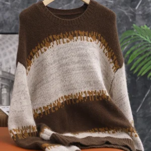 Elegant Low-profile Artistic Lazy Bear Plush Shoulder-baring Knitted Sweater Women's Fashion Winter Long Sleeve Straight Cut - AliExpress Sweaters&Jumpers