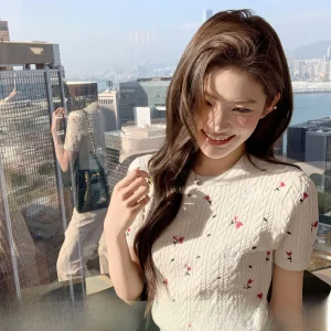White Embroidered ort Sve Knitted Top Women's Early Spring Miu Sle Faionable Top ort Length Ladieswear - AliExpress Sweaters&Jumpers