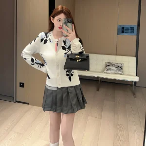 Ele Rose Embroidery Knitted Open Cardigan round Ne Single Button Faionable Versatile Women's Sweater Gentle Sle - AliExpress Sweaters&Jumpers