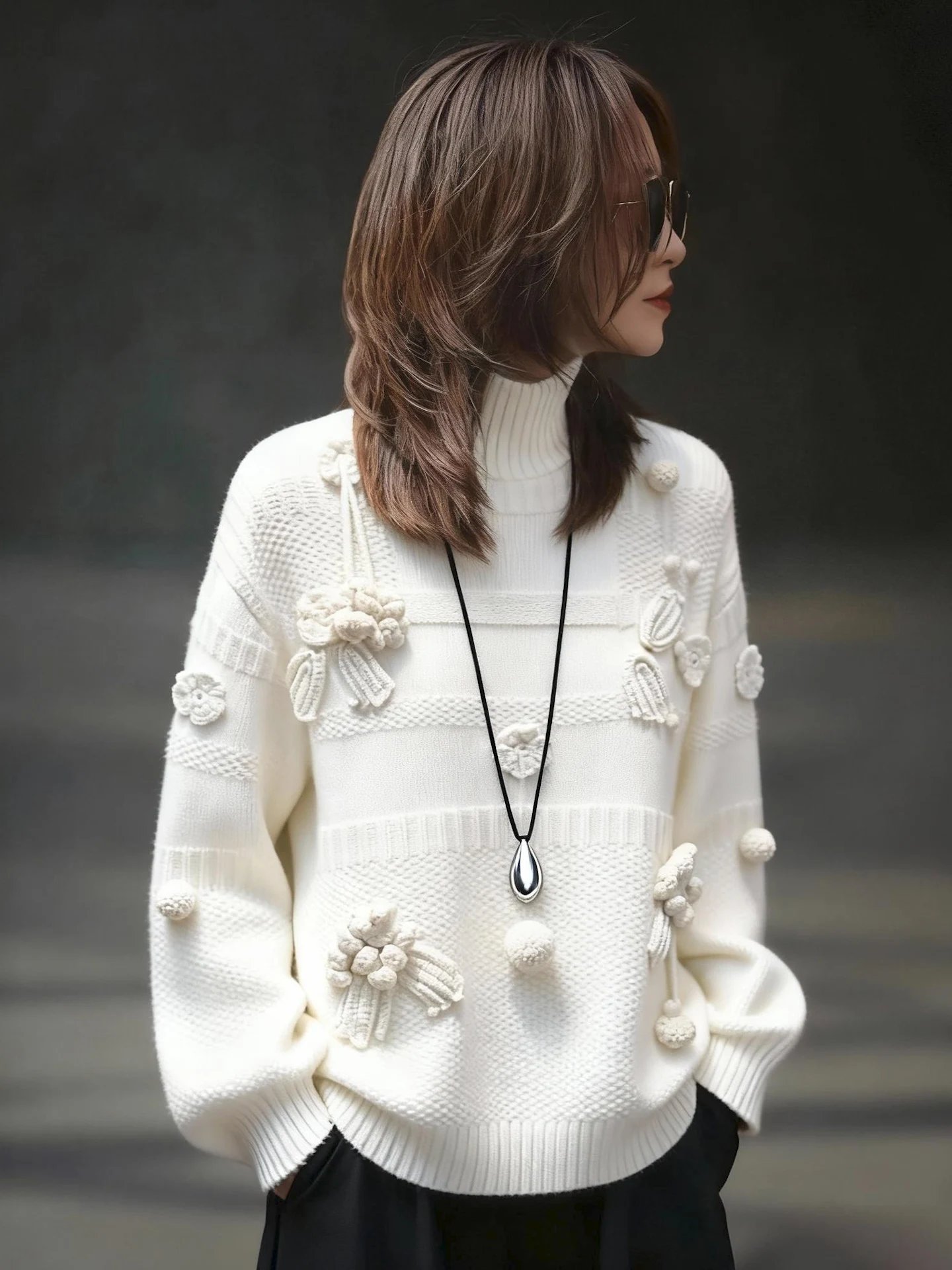 Long Sleeve Knitted Sweater Women's Loose Design Sensation 3D Flower Pure Color Trendy Top Korean Style Winter New Arrival - AliExpress Sweaters&Jumpers