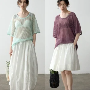 TINNTINN Linen Fiber Bal Knitted ort Sve Hollow out Top Loose Fit Casual Sle Summer Outerwear Cover up - AliExpress Sweaters&Jumpers