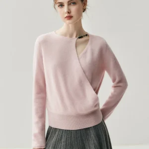 Autumn Winter Women's Asymmetry Cross-neck Pullover 100% Cashmere Sweater Bead Decoration Knitwear Elegant Fashion Clothing Tops - AliExpress Sweaters&Jumpers