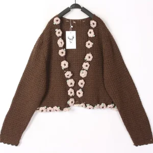 Sweet Ethnic Style Vintage Knitted Wool Sweater Coat Hook Flower Design Oversized V-Neck Long Sleeve Warm Autumn Winter Women... - AliExpress Sweaters&Jumpers