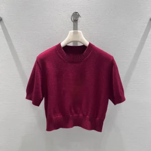 Red Knitted ort Sve round Ne Embroidered Women's Slim Fit High Luxury Feeling Faionable Knitwear Commute Sle - AliExpress Sweaters&Jumpers