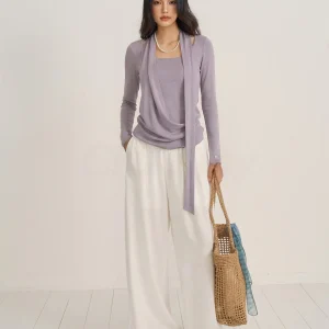 CHILL ZOEY Women's Long Sve Knitted T-irt Ne Hanging Design Casual Sle Soft Polyester Fiber Low round Ne Top - AliExpress Sweaters&Jumpers
