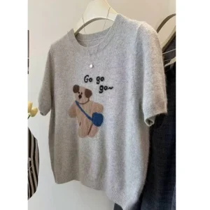 New women's O-neck 100% Australian wool sweater T-shirt, European and American trend women's short sleeved pullover sweater - AliExpress Sweaters&Jumpers