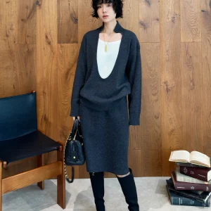 Korean Sle Women's Knitted Wool Sweater Fake Two-Piece Loose Fit Long Sve Winter Faion Online Exclusive by Buue - AliExpress Sweaters&Jumpers