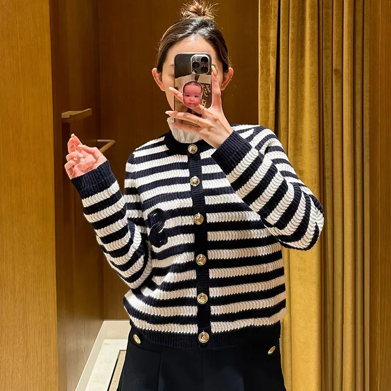 MaSandeS Home Autumn Winter New Sle Retro Bla White Stripes Detachable Lace Collar Letter Embroidery Knitted Open Cardigan - AliExpress Sweaters&Jumpers