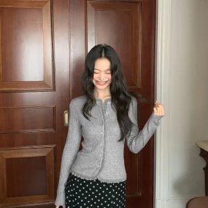 Soft Cozy ey Knitted Open Cardigan Women's Autumn Winter Slimming Design Wood ain  ort Length Polyester Blend Top - AliExpress Sweaters&Jumpers