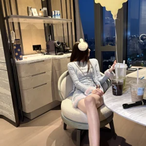 Nemowu Gentle Taro Two-Piece Set Luxury Knitted Dr And Jaet Outfit Soft Cozy Long Sve ort Length Striped Design - AliExpress Sweaters&Jumpers