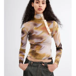 Nine Park 24 Early Summer Long Sve Printed f High Collar Elastic Button Small irt Polyester Fiber Commute Sle Regul... - AliExpress Sweaters&Jumpers