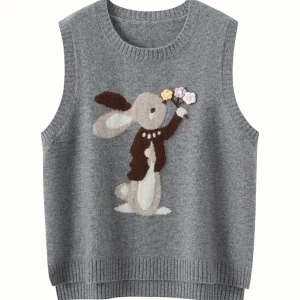 Cute Little Rabbit Camere Vest Svel round Ne Knitted Loose Women's Sweater Soft Cozy Winter Faion Daily Wear - AliExpress Sweaters&Jumpers