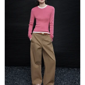 Pink Wool Knitted Sweater Women's Base Layer Shirt Unique Design Street Style Autumn New Arrival Warmth Fashionable Long Sleeve - AliExpress Sweaters&Jumpers