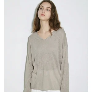 mat Sle Loose Fit Linen Long Sve Knitted V-Ne Top Women's Lightweight Summer Sun Protection Casual Wear - AliExpress Sweaters&Jumpers