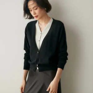 Chic Cashmere Contrast Color Cardigan Women's Autumn Winter 100% Cashmere Sweater Office Lady Soft knitwear High Quality Tops - AliExpress Sweaters&Jumpers