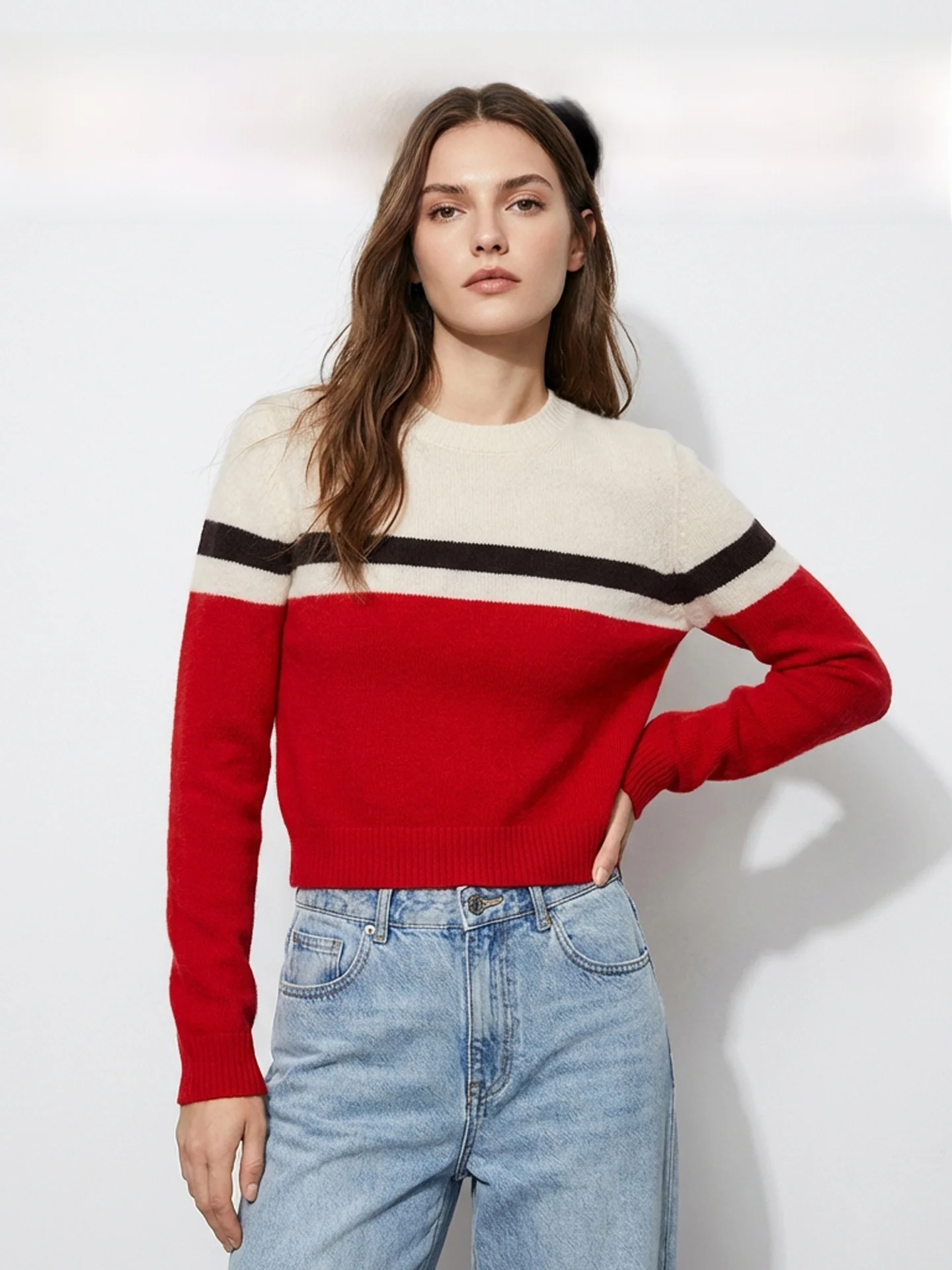 Dopne Color Blo Striped Women's Knitwear Soft Skin-Friendly round Ne Slim Fit ort Sle Spring New Arrival - AliExpress Sweaters&Jumpers