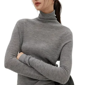 Hazy texture _ island essence integrated 18-pin Biella pure wool pile collar turtleneck bottoming sweater women - AliExpress Sweaters&Jumpers