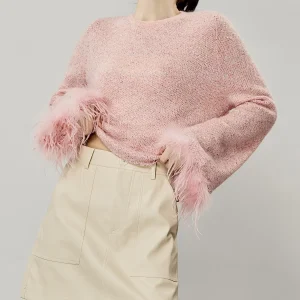 Pink iny round Ne Knitted Sweater Women's Early Spring Korean Design Long Sve Top Small Size Casual Sle Polyester Fiber - AliExpress Sweaters&Jumpers