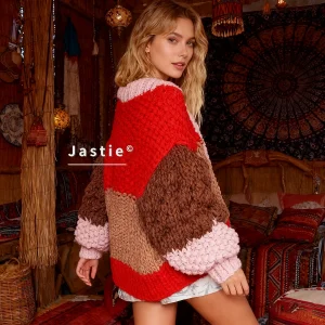 2026 Autumn/Winter Christmas Women's Sweater Striped V-neck Long Sleeve Loose Thick Chunky Knit Cardigan Boho Sweater Coats - AliExpress Sweaters&Jumpers