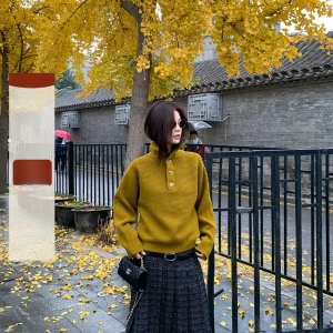 Retro Sle Two-Way Wearable Long Sve Stand Collar Sweater for Women Autumn Winter New Sle Versatile Commute Long Sve... - AliExpress Sweaters&Jumpers