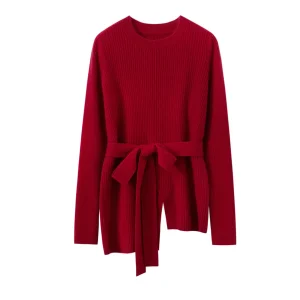 Unique Women's Pullover Sweater Short Dress 100% Cashmere Sweater Asymmetrical The Hem Belted Autumn Winter Office French Style - AliExpress Sweaters&Jumpers