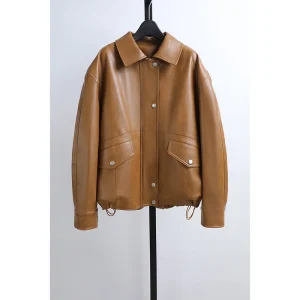 Casual ort PU Leather Jaet Straight Cut Collar Flip Women's Spring Faion Outerwear Vintage Sle Long Sve Zipper Clo... - AliExpress Sweaters&Jumpers