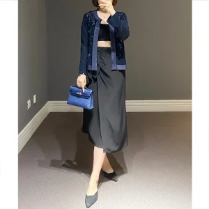 Ele Handmade Beaded Acetate Fabric Cardigan Women's Premium Quali ort Sve Slim Fit Knitted Sweater Vintage Sle - AliExpress Sweaters&Jumpers