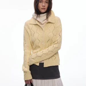 Billconch Pure Cotton Knitted Open Cardigan Hollow out Collar Spring 2026 Women's Regular Fit Long Sve Sweater - AliExpress Sweaters&Jumpers