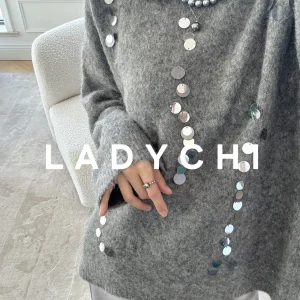 LadyChi Handmade iny Sequins Soft Lazy Alpaca Wool round Ne Knitted Sweater French Sle Women's Premium Faion Spring C... - AliExpress Sweaters&Jumpers