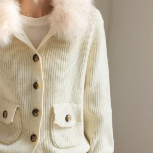 JWUNIQUE Wine Dimple Large Fur Collar Knitted Sweater Women's Autumn Winter New Sle Loose Fit Long Sve Open Cardigan - AliExpress Sweaters&Jumpers